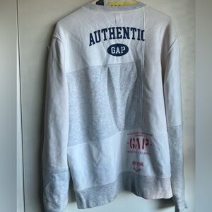 The Gap Original Logo Remix Patchwork Sweatshirt Size Medium Bleached Grey